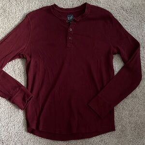 GAP Men's Deep Red Long Sleeve Henley